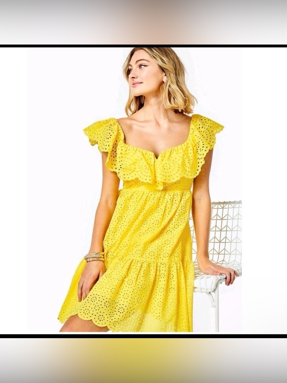 Lilly Pulitzer Astoria Yellow Eyelet Ruffle Dress- NWT size 4